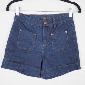Obey High Rise Denim Shorts Front Pockets 25